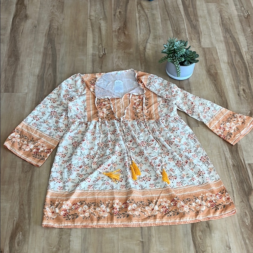 Floral Boho Dress with Tassels